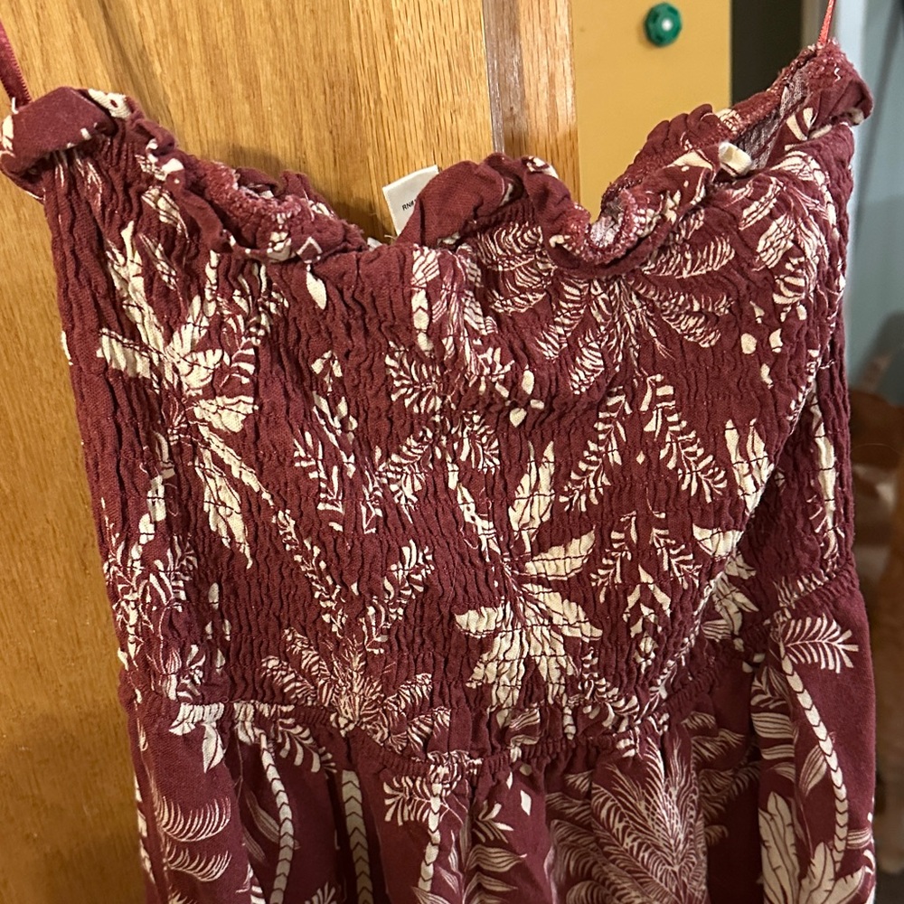 Floral Maxi Dress in Burgundy and Cream